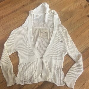 Vintage Y2K Hollister 100% Cotton Knit Hooded Cardigan 3/4 Sleeve Juniors Size L